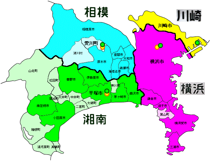 神奈川県　車のナンバー分け